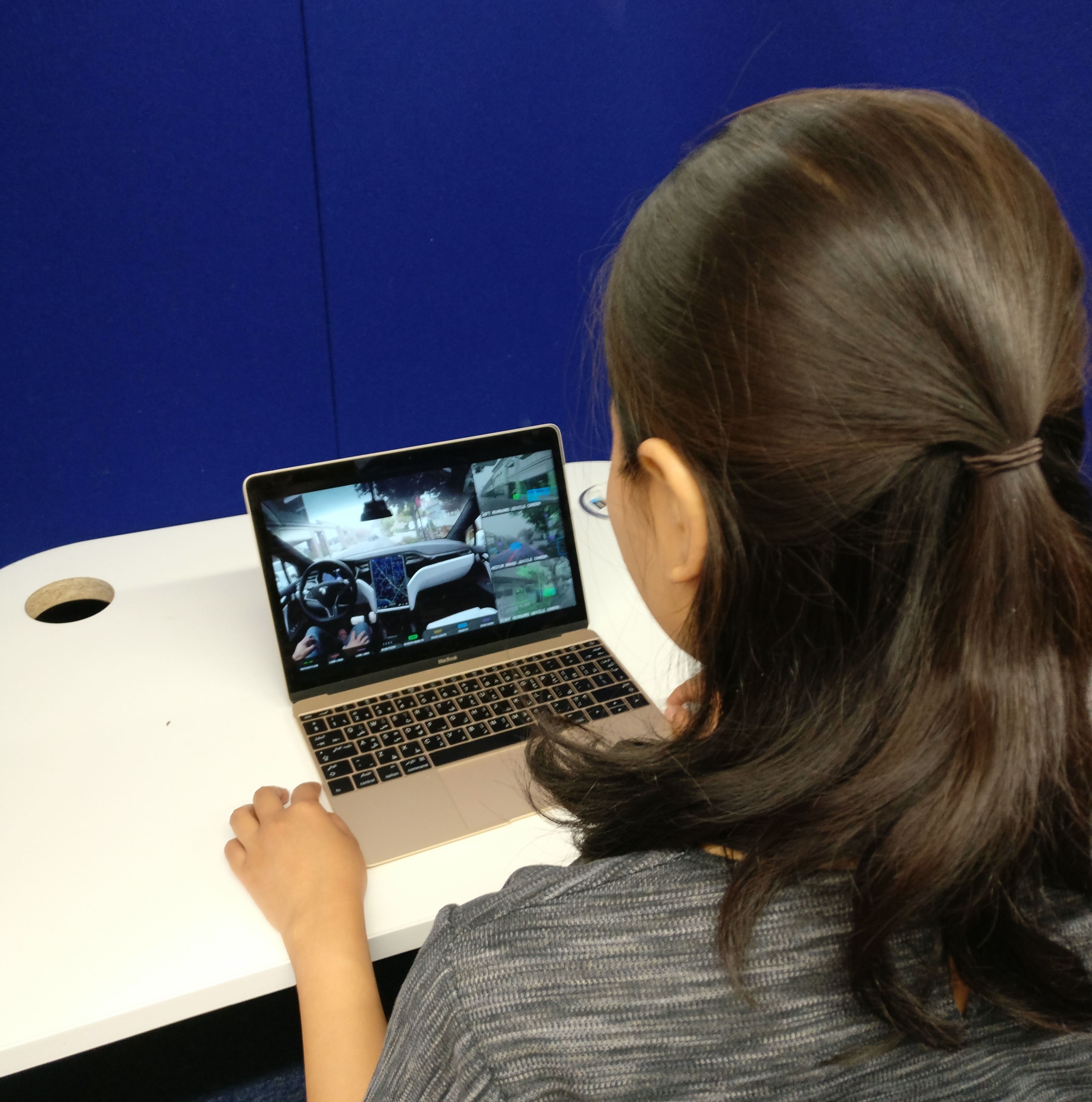 Subject watching autonomous vehicle POV video